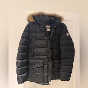 Moncler Black Puffer with Logo Patch